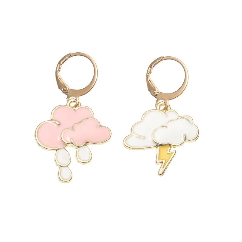 

Cute White Cloud Lightning Raindrop Pendant Asymmetric alloy Earrings for woman for girl Jewelry Gifts, Picture