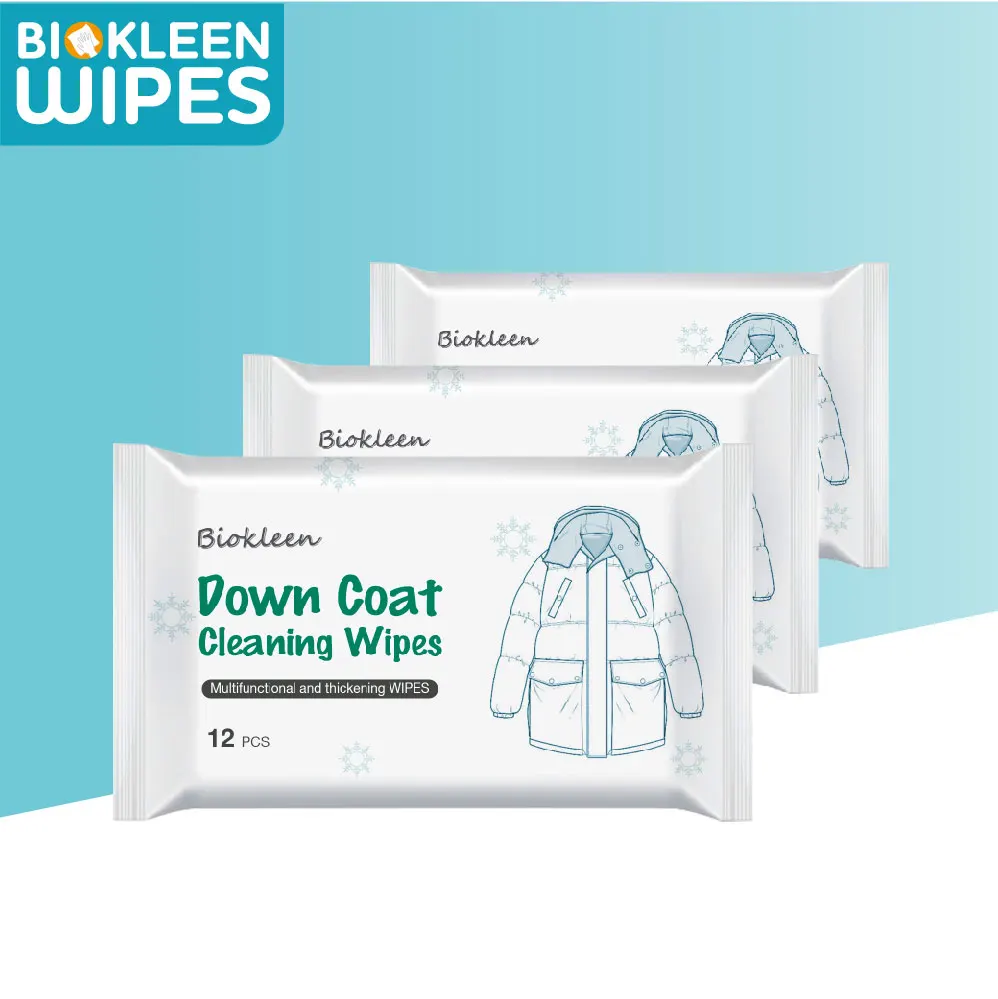 

Biokleen Custom OEM Disposable Portable Down Jacket Cleaning Wet Wipes Tissue no need for Down Wash