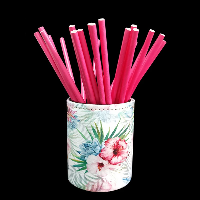 

Customized printed colors promotional wholesale disposable paper straws pink