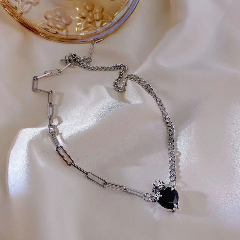 

Stainless Steel Gold Plated Chain Cz Flower Enamel Key Necklace