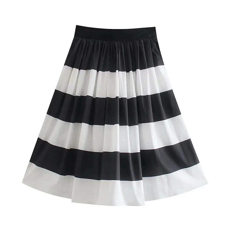 

BMURHMZA2021 summer autumn new women's fashionable elegant striped zipper fly short women's skirt, Shown