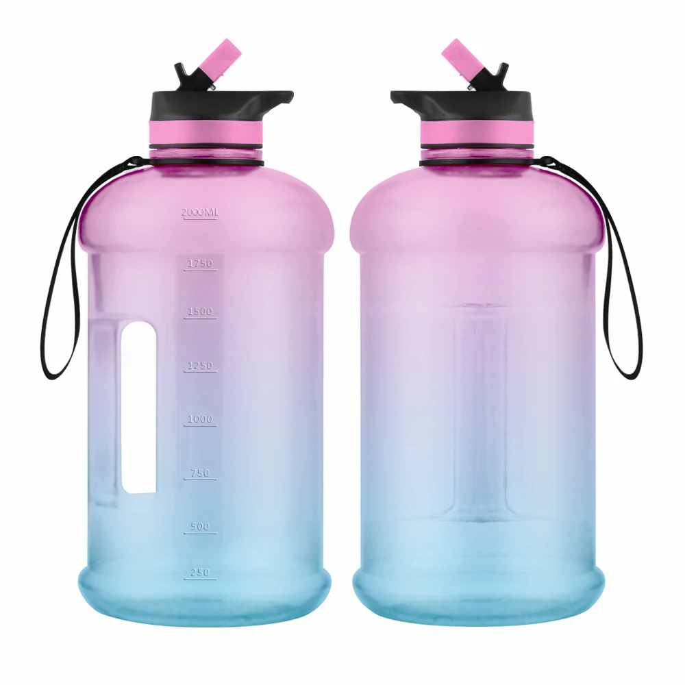 

Gym excises sports water bottle half gallon 2.2L water bottle BPA free plastic PETG with motivational words, Can be customized as per the pantone number