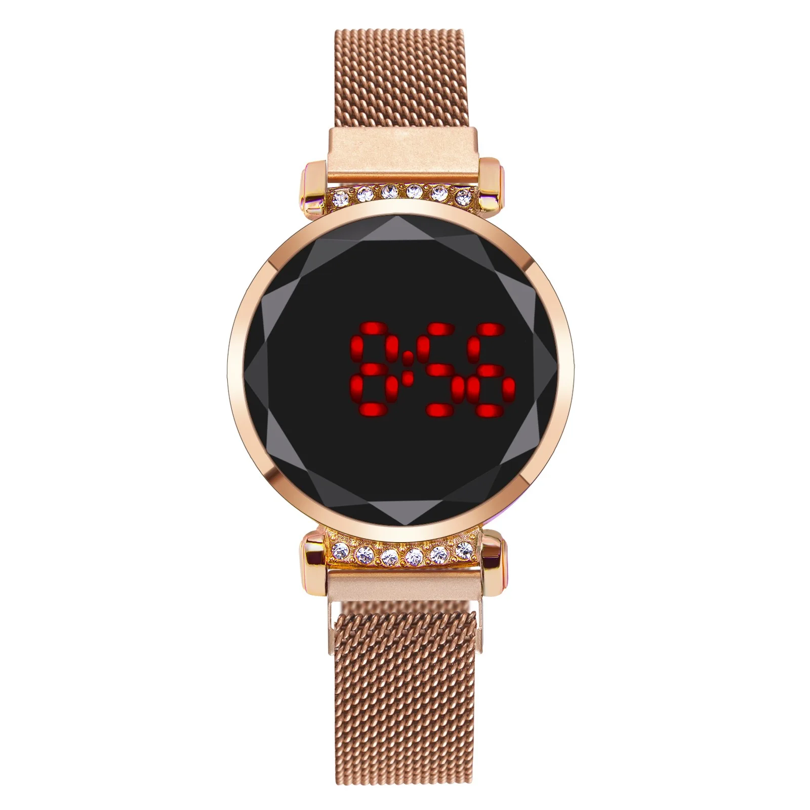 

The new fashion touch screen digital color LED disc with diamond Milan electronic quartz watch, 4 colors