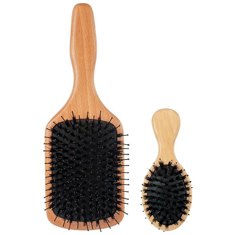

High Quality Fashionable Air Cushion Natural Bamboo Paddle Brush Wood Anti Static Detangling Hair Brush With Bristles