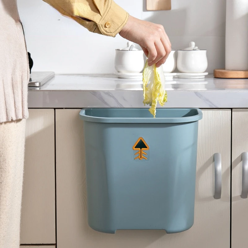 

Multi-functional Plastic Household Hanging Garbage Can Vehicle Garbage Waste Bin Kitchen Cabinet Door Hanging Trash Can, Picture color