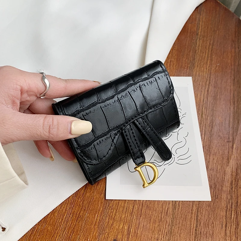 

Luxury brand short card wallet case fashion style women credit card holder PU leather custom designer mini women's coin purse