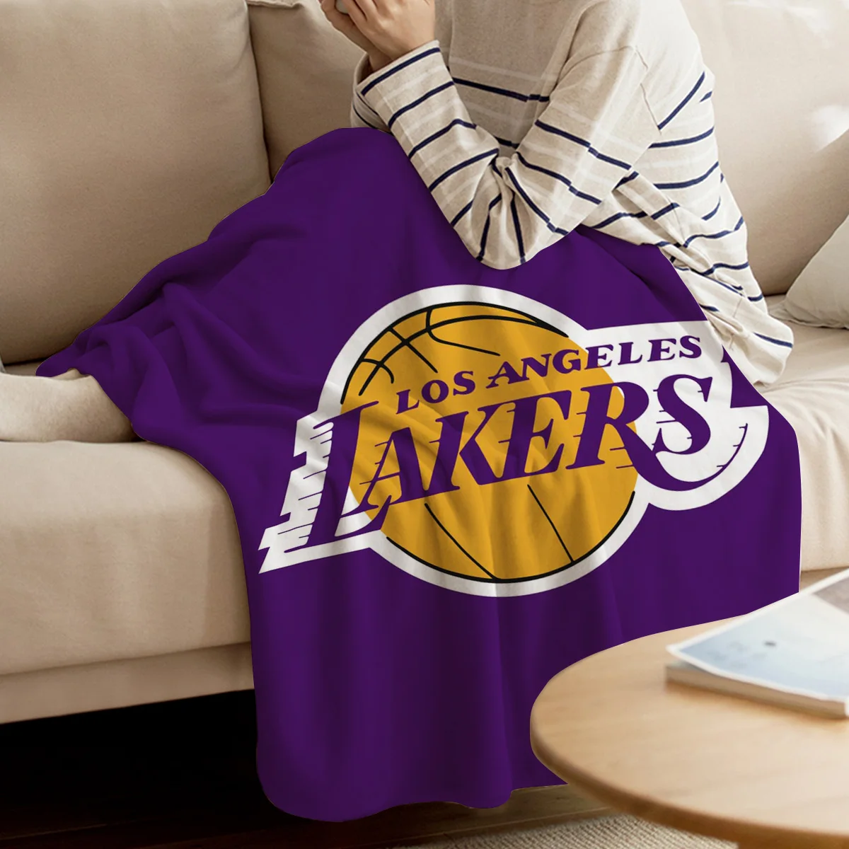 Los Angeles Lakers Soft Style Sherpa Blanket Size-150cmx200cm 