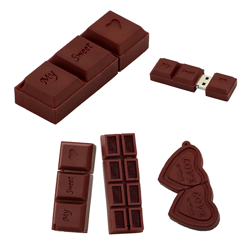 

PVC Chocolate Love Gift Sweet USB Sticker USB Flash Drive USB Pendrive For Lovers Gift 1GB 2GB 4GB 8GB 16GB 32GB, Oem