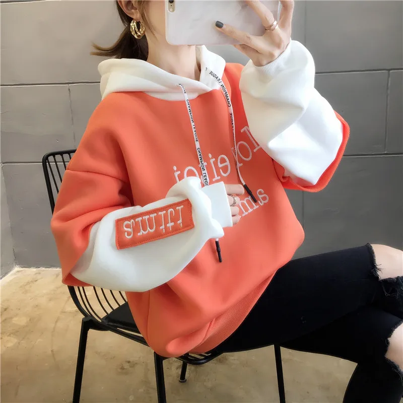 

NEW Cotton Tops Shirt Female Embroidery Winter Women Sweatshirt Korean Style Letter Modis Casual Harajuku Oversized Hoodies