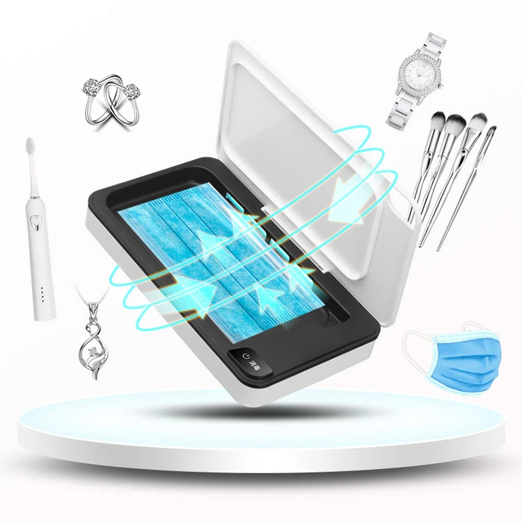 

Multifunctional 4 in 1 Wireless Charging Aromatherapy Phone Stand LED Light Portable UV Phone Sterilizer Box, Blue, white or customized