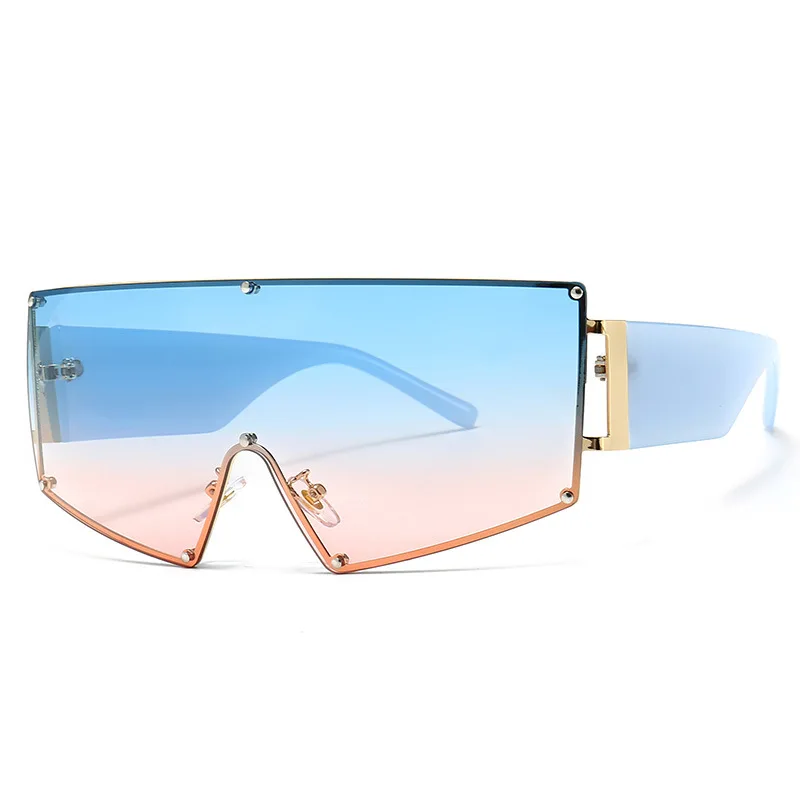 

New Trendy One-piece Big Frame Women Sunglasses Flat Top Oversized Rectangle Sunglasses Classic Vintage Sun Shades Glasses