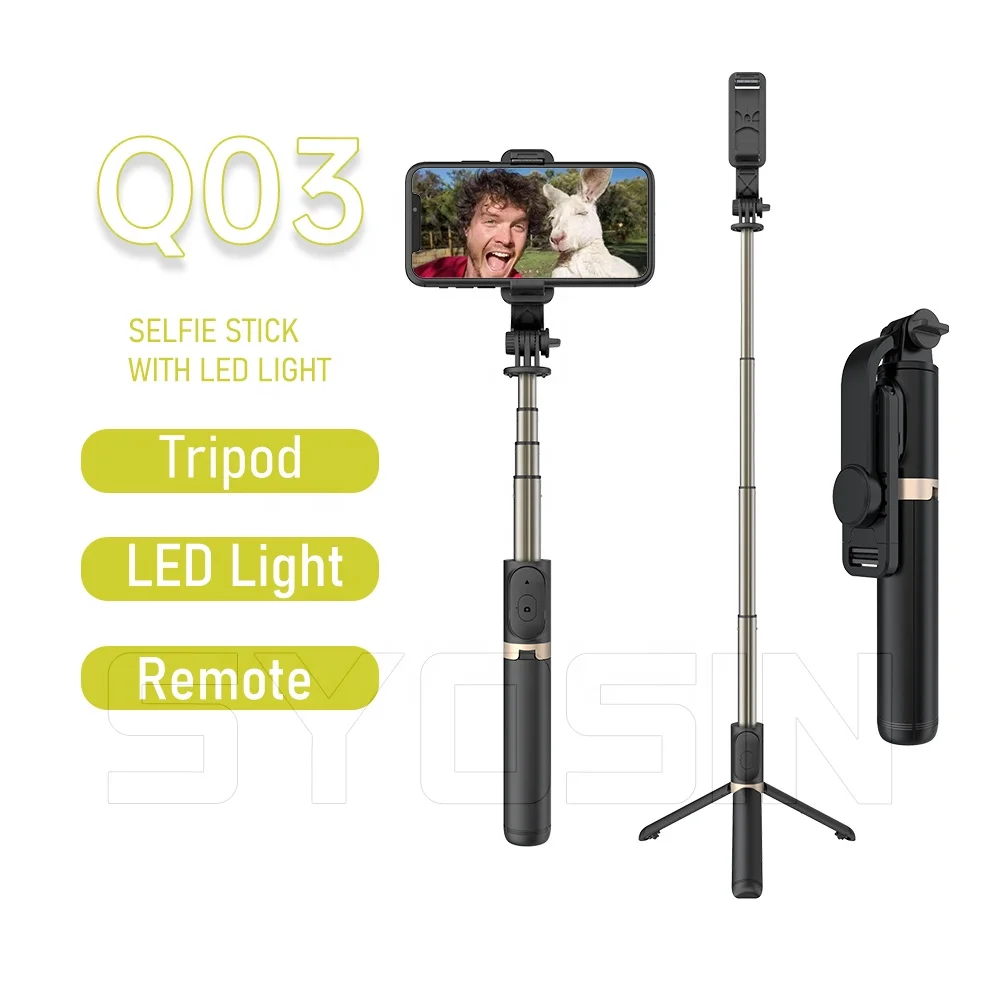 

SYOSIN 360 Rotation Selfie Stick Tripod Q03 Monopod With Wireless Remote Shutter Mobile Phone Accessories 2021 For iPhone