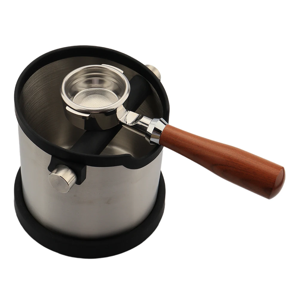 

Round Espresso Knock Box Stainless steel Coffee Powder Knock Box Bucket with Silicone mat Desktop Knock Box