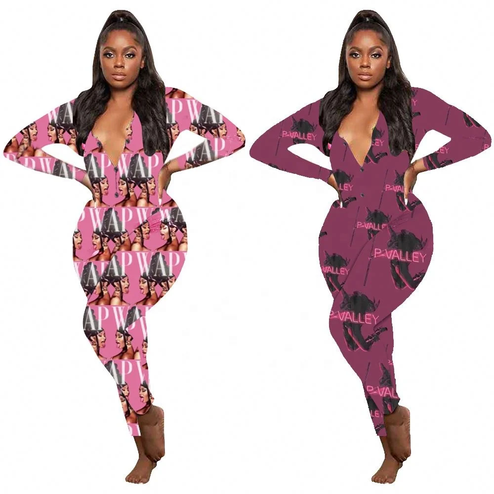 

2021 Fashion Long Sleeve Dressed Sexy Pajamas One Peice Jumpsuit Women's Ladies Pajama Sets Spring, As picture or customized make