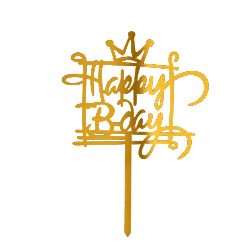 

baking supplies cake tools 2021 hat sale event baby shower bithday decoration cheap happy birthday acrylic cake topper, Gold, black,