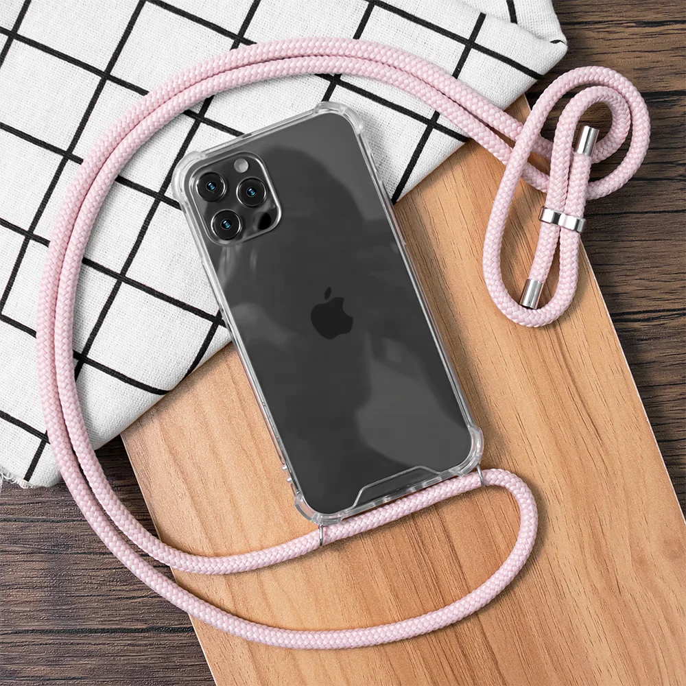 

TPU PC transparent phone case with lanyard Anti-shock waterproof phone covers phone accessories bags for iphone 12 pro