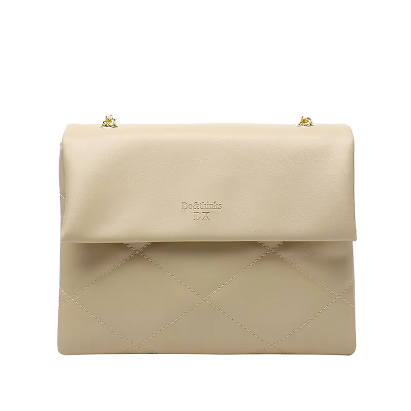 

White New Textured Small Square Chic Chain Shoulder Messenger Bag Satchel Purse Latest Lady Handbag