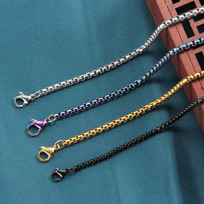 

gold plated 316L Stainless Steel Round jewelry Necklace Box Chain