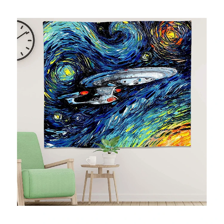 

Colorful Creative Star Trek Painting Tapestry Bright Color Abstract Wall Hanging Blanket Bedroom Living Room Decoration, Customized color