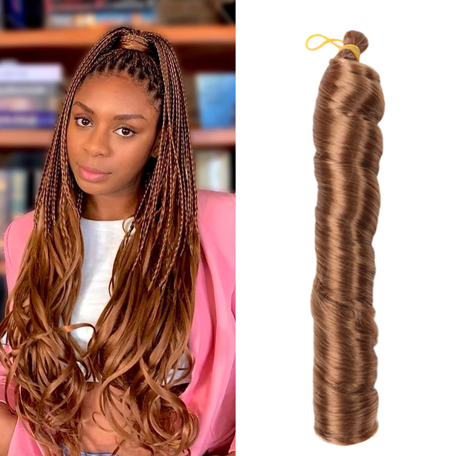 Crochet Hair Spiral Curls 24 Inch Bouncy Silky Synthetic Braiding Hair French Curly Bulk Hair Extensions