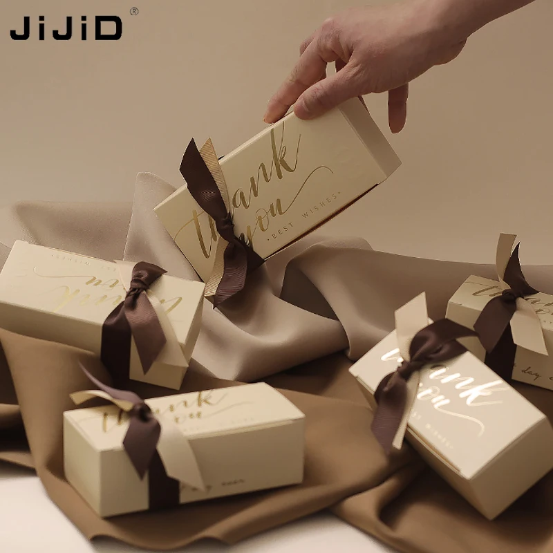 

JiJiD Wholesale Candy Packaging Carton For Chocolate Wedding Party Return Gift Customized Special Paper Of Dafang Ribbon
