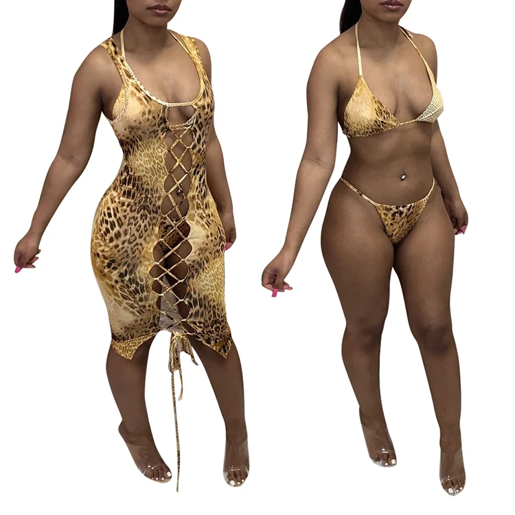 

S6278 3 Piece Swim Suit Thong Bikini Swimsuit Bathing Suits Swimwear String Bikini