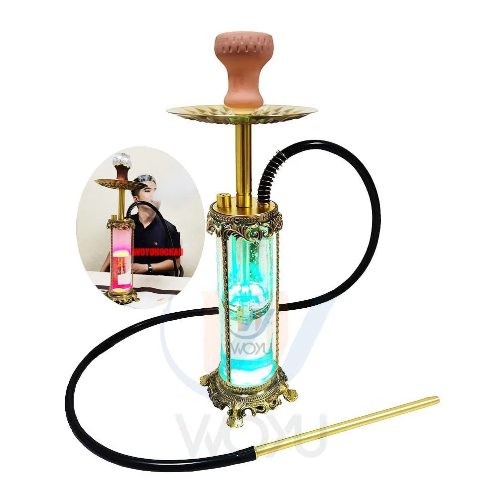 

WOYU Sheesha Acrylic LED Light Lounge Shisha Copper Hookah for Bar, Gold