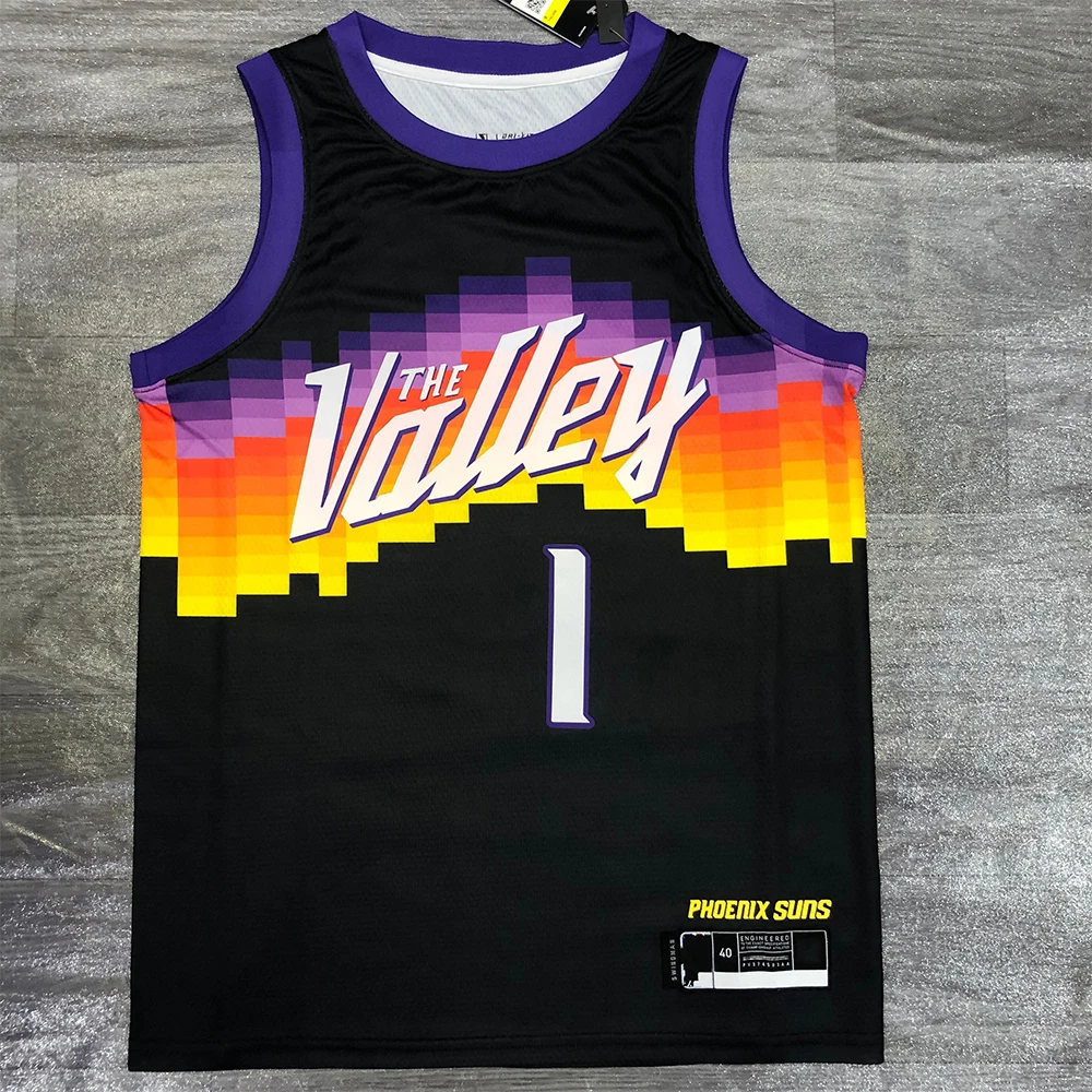 

2021season Men's Basketball Uniform Phoenix Black City Edition Suns The Valley Jersey Booker #1 Paul#3 Nash#13 Ayton 22, As picture
