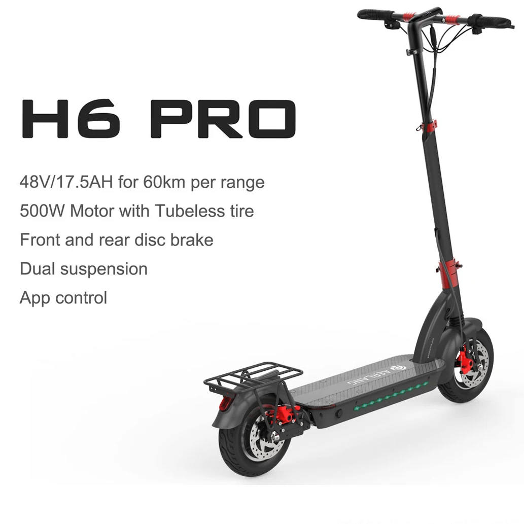 

Aerlang H6 10 Inch Long Range Powerful Mini Foldable 1000w Electrice Scooter For Adult
