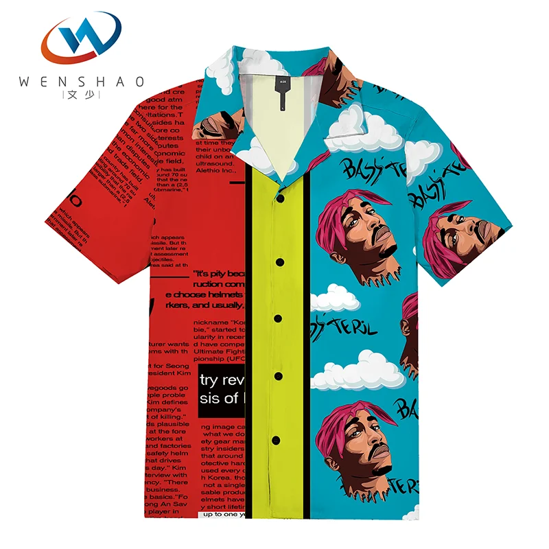 

New Design Custom Polyester Spandex Newspaper Patchwork Printed Shirt, Customized