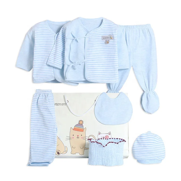 

Wholesale Newborn Baby Boutique Clothing Sets 7- pieces Long Sleeve Fashion Newborn Gift Box, White and purple