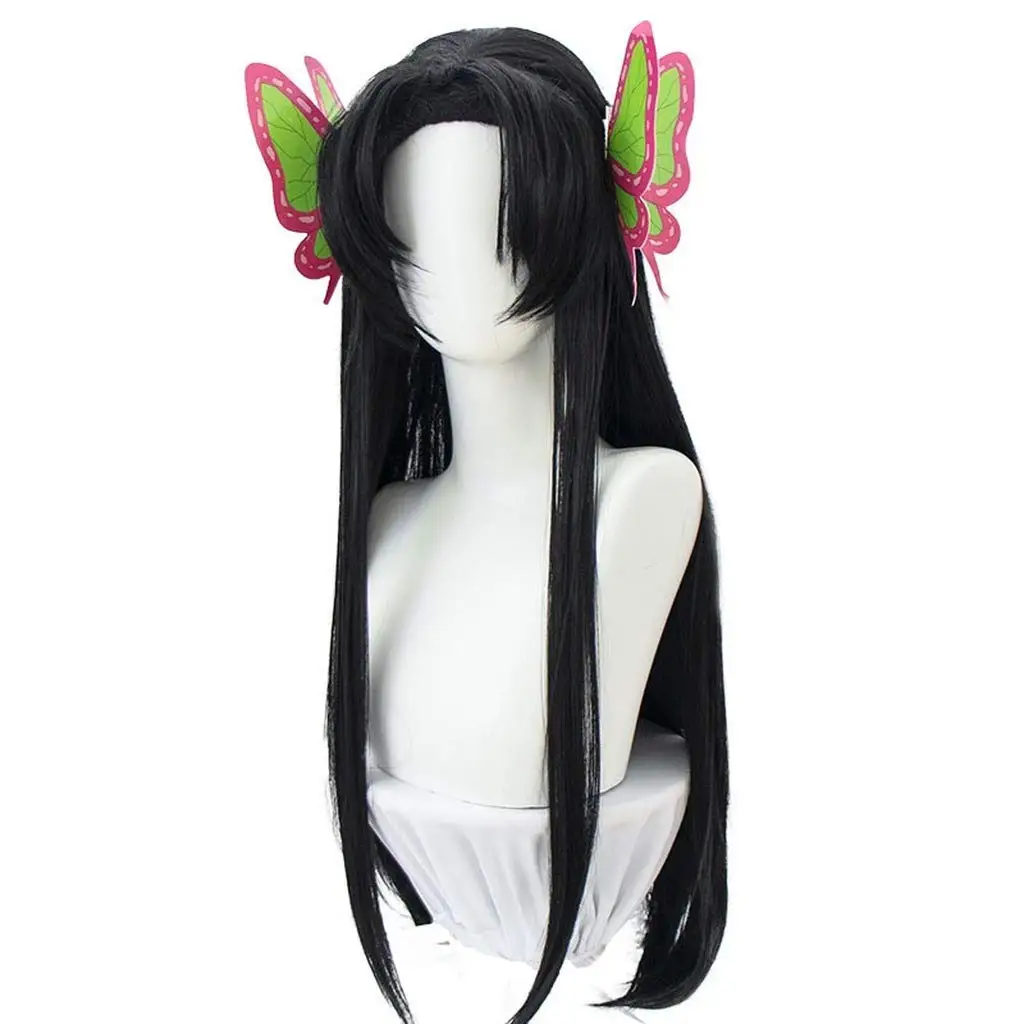 

Funtoninght natural black silky straight Demon Slayer wigs Kochou Kanae cosplay wigs for Halloween parties, Pic showed