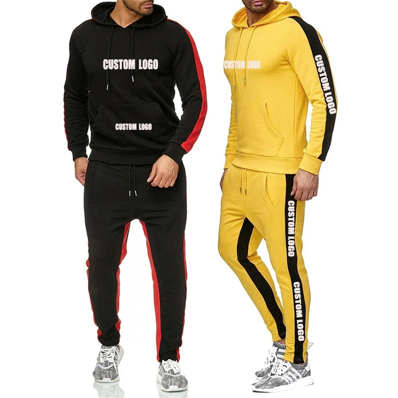 

Free Shipping New Products Mens Sweatsuit fleece Sets Zip Up hooded Jogger Tracksuit Set Track Suits For Men, Customized color