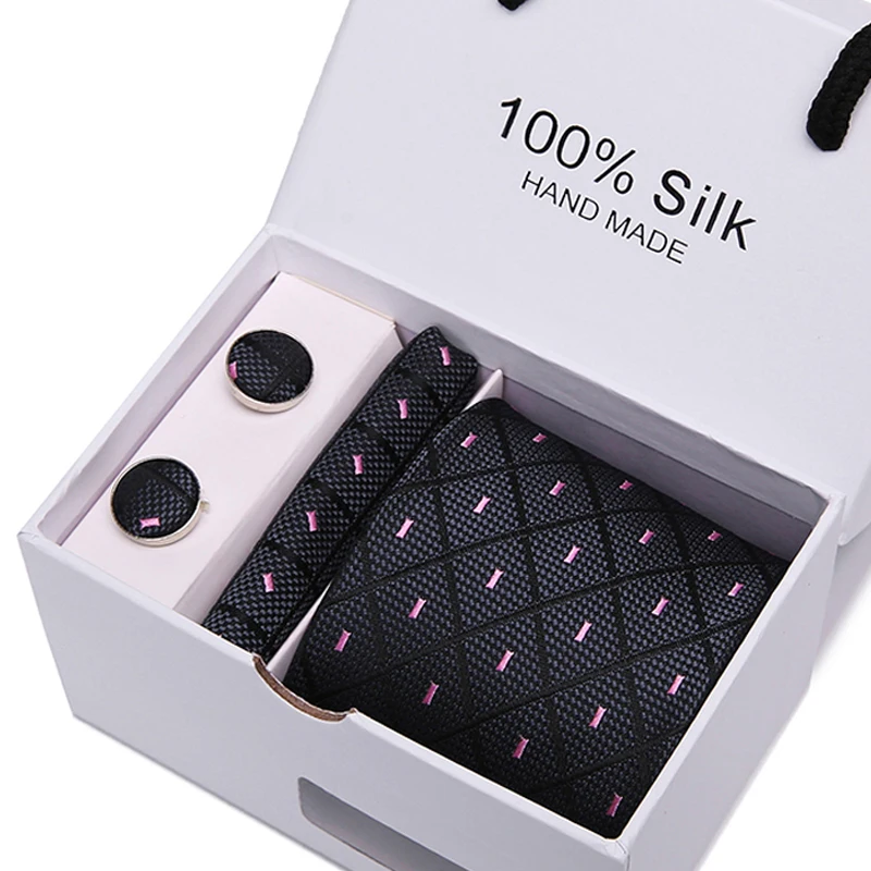 
High Quality Custom Strip Fashion Style Stock Polyester&Silk Neckties Mens Ties Set Box  (62352487485)