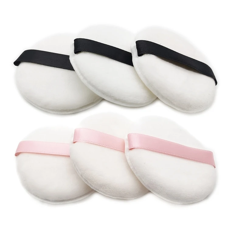 

Private Label Flocking Makeup Foundation Cotton Velour Puff Air Cushion Cosmetic Loose Powder Fluffy Puff with Satin Ribbon, Multiple colors for customization