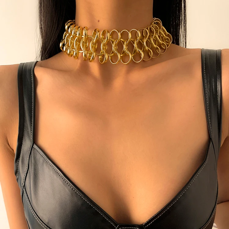 

Creative personality design hollow 8 word geometric chain clavicle irregular multi-layer arabic number chain necklace female