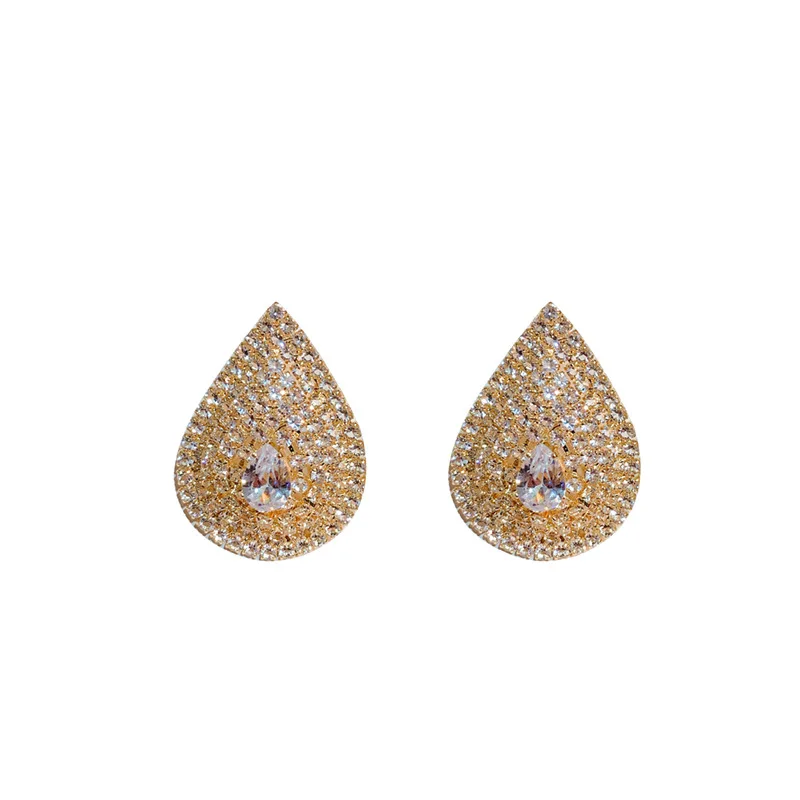 

Latest Design Ladies Elegant Gift earrings Teardrop Crystal Bling Wedding Silver 925 Earrings