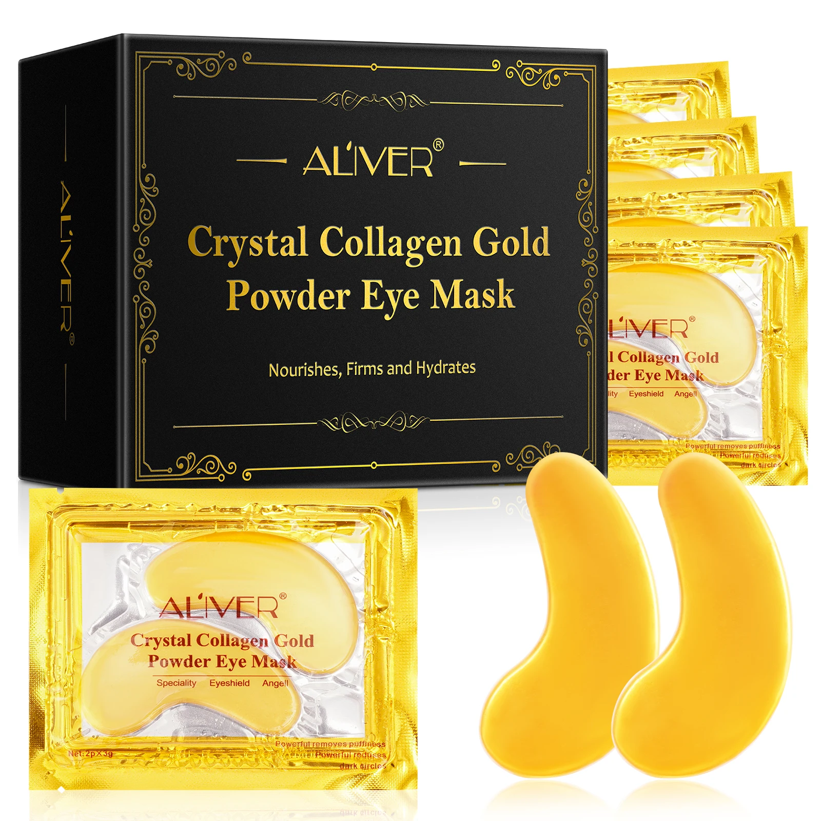 

ALIVER vitamin E eyes moisturizer nourishment anti-wrinkle travel custom wholesale gel 24k private label gold eye masks