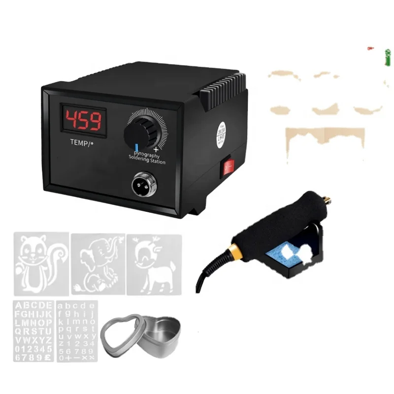 LCD Wood Burner Adjustable Temperature Digital Display Pyrography Machine Burning Wood Crafts Tool Soldering Iron kit