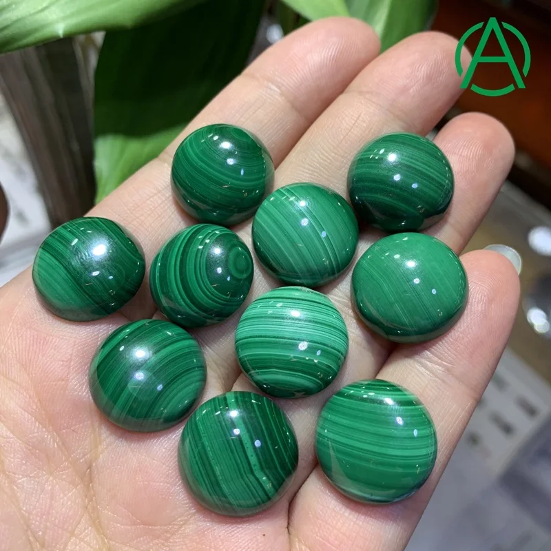 

ArthurGem Natural Malachite Round Cabochon, Gemstone Cabochons for Jewelry Making, 100% natural color