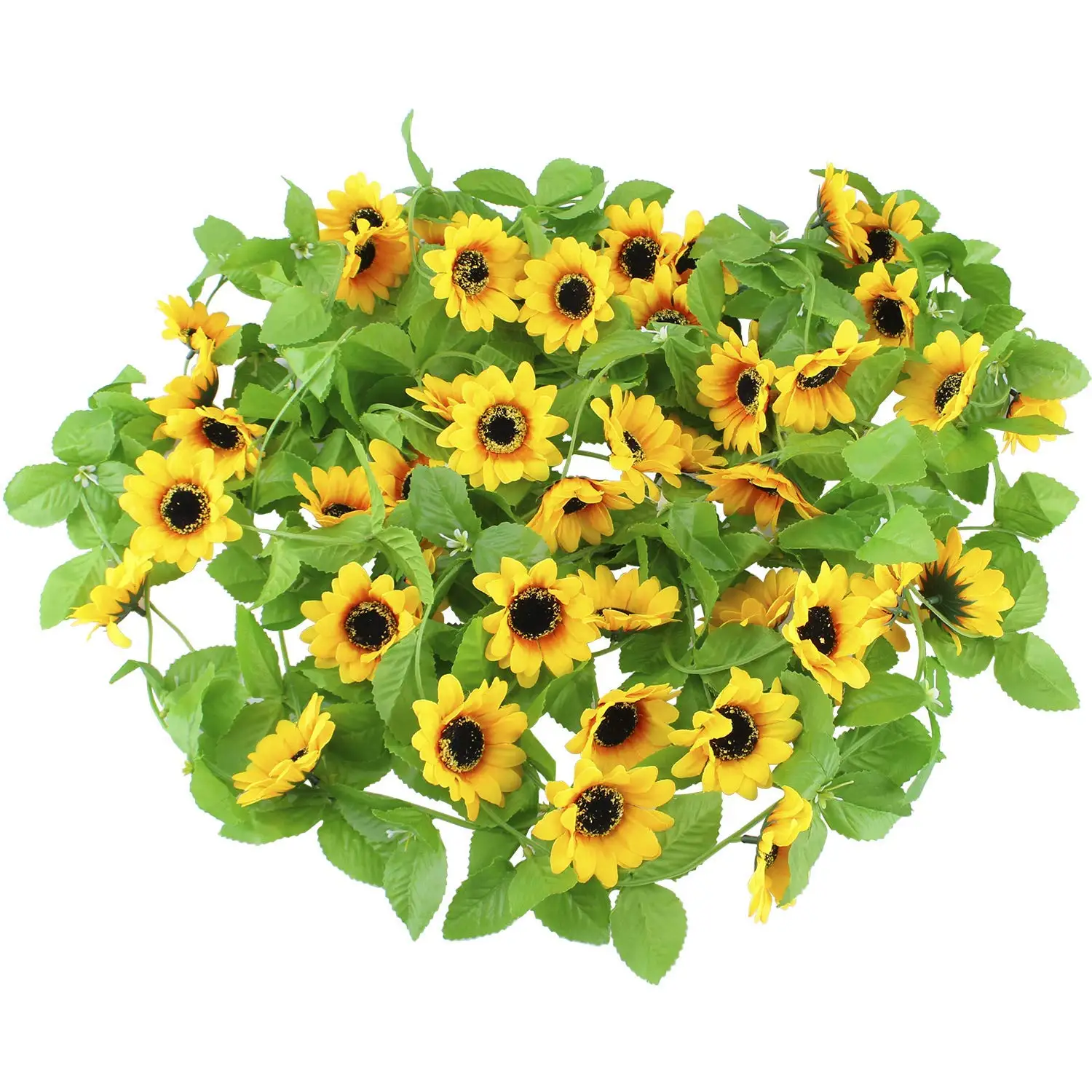 

High quality and low wholesale volume12 heads Artificial Sunflower Rattan flower Flower Vine sunflowers artificial wedding