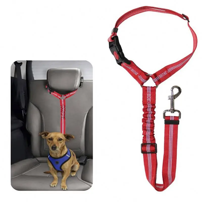 

Dog Car Seat Belt Adjustable with Elastic Bungee Buffer Durable Headrest Pet Seat Belt Dog Car Safety Harness, Customized color