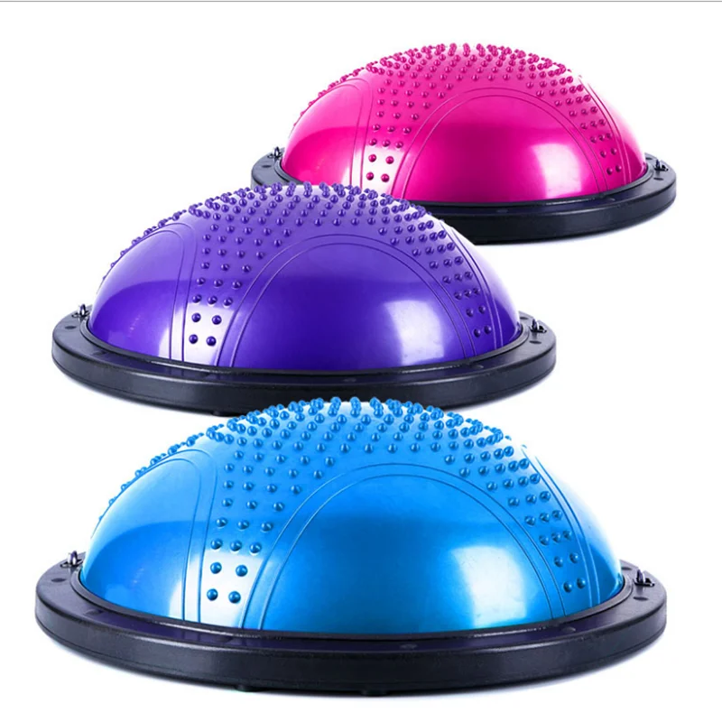 

2021 new design Half Ball Balance ball Fitness Yoga Resistance Bands Air Pump half balance ball, Pink,blue,green,purple