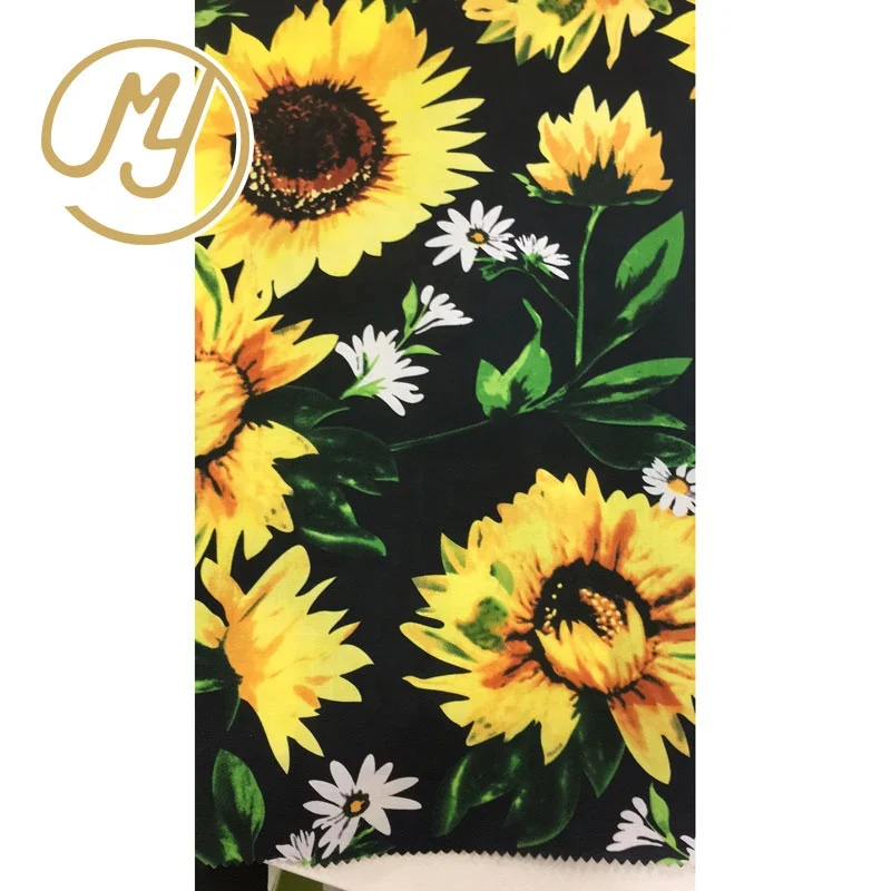 
New design 100GSM plain breathable organic big sunflower 100% cotton print fabric for garment  (62047457526)