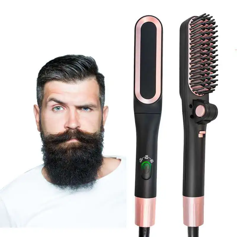 

Private label brosse chauffante men beard straightener women Quick Heated Comb Anti-Scald hair straightener brush