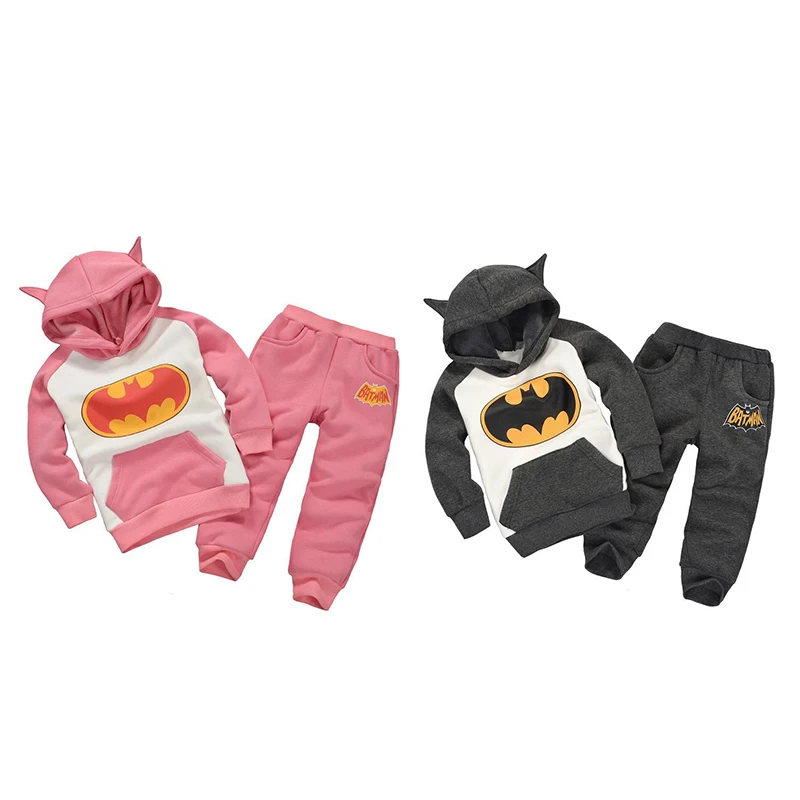 

Unisex fleece top outfit set sweatshirt pullover tracksuit 2pcs hoodies pants kids baby boy children clothing