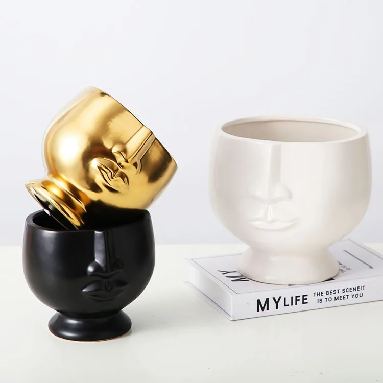 

Nordic Style Human Face Plant Pot Ceramic Succulent Pots