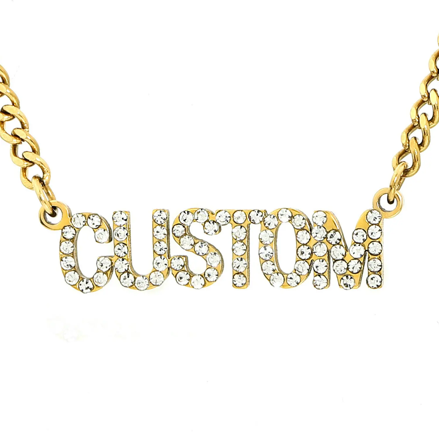 

Personalized Iced Out Name Necklace Choker Handwriting Nameplate Pendants Couple gift Custom Stainless Steel Chain Necklaces