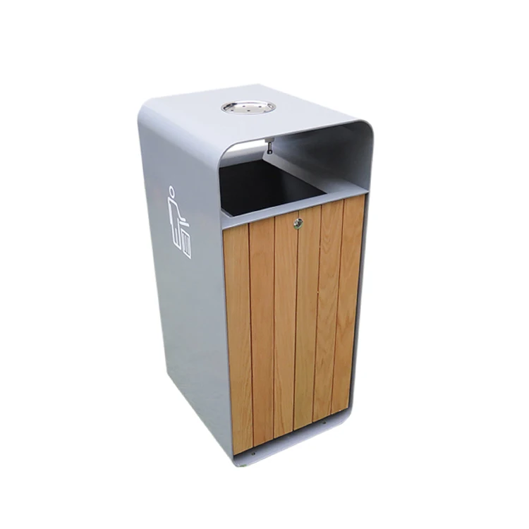 

HAOYIDA Newly Design Recycling Waste Dusbin Outdoor Wooden Slats Trash Can, Several options according color card