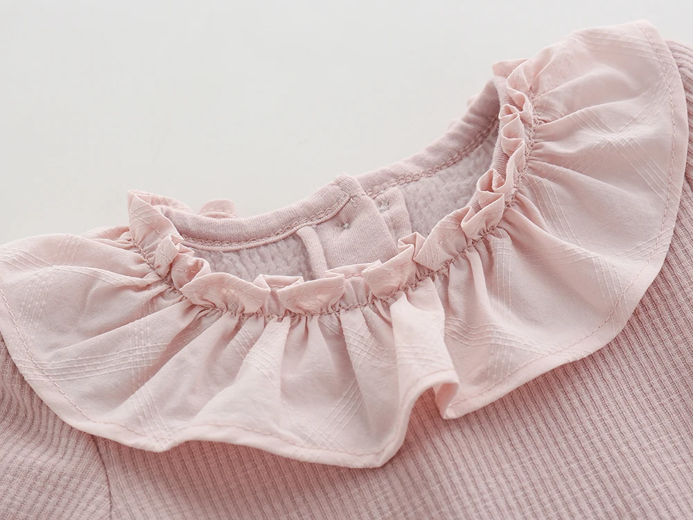 
Autumn Winter Plain Round Collar T-shirt for Baby Girls Long sleeve Flannelette toddler undershirt cute baby clothes 